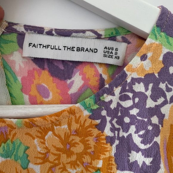 Faithfull the Brand Daphne Mini Tie Sleeve Floral Ruffle Dress | Summer Brights - Picture 2 of 8